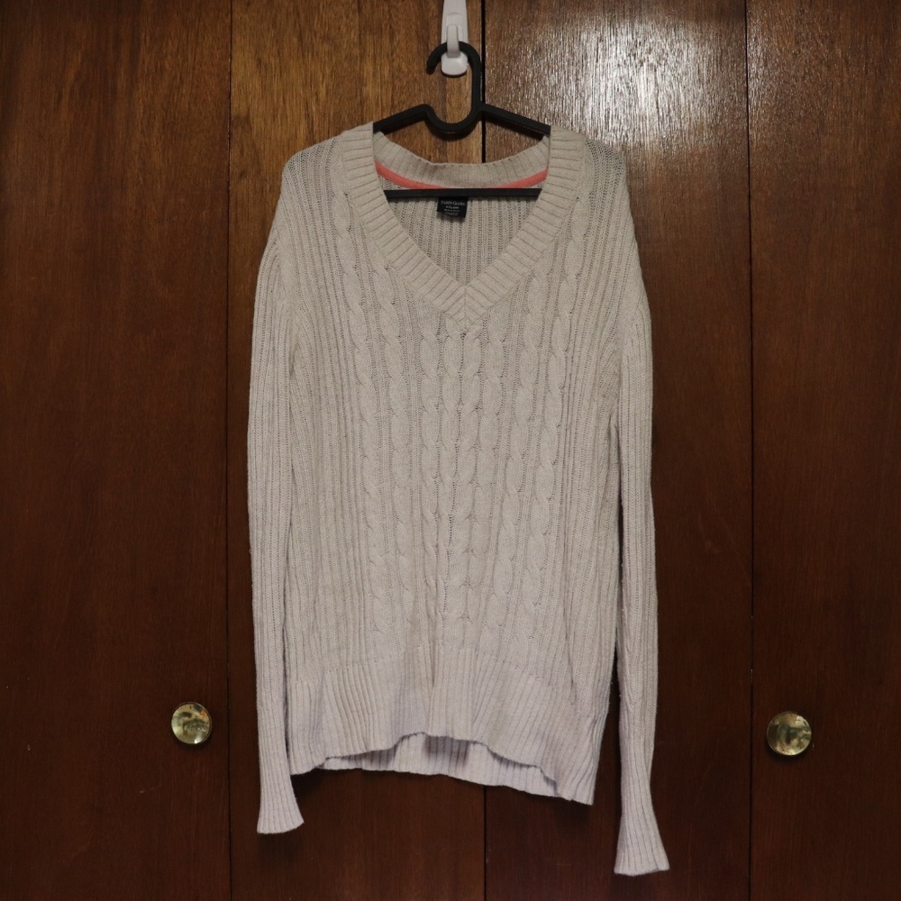 5 for $5 ~ Cream Ribbed Knit Long Sleeve Sweater – V Neck XXL 20